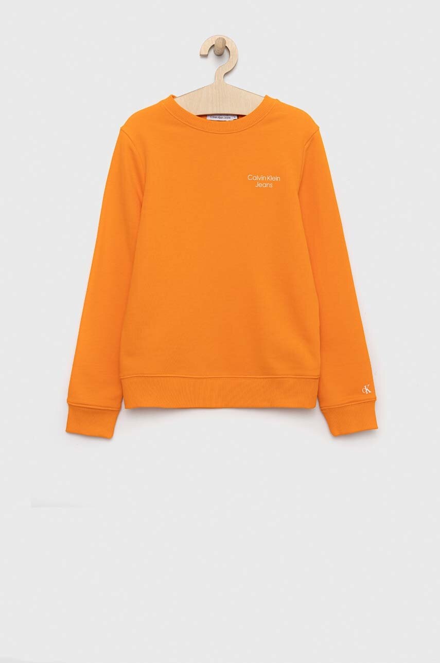 

Детски суичър Calvin Klein Jeans в синьо с изчистен дизайн, Оранжев