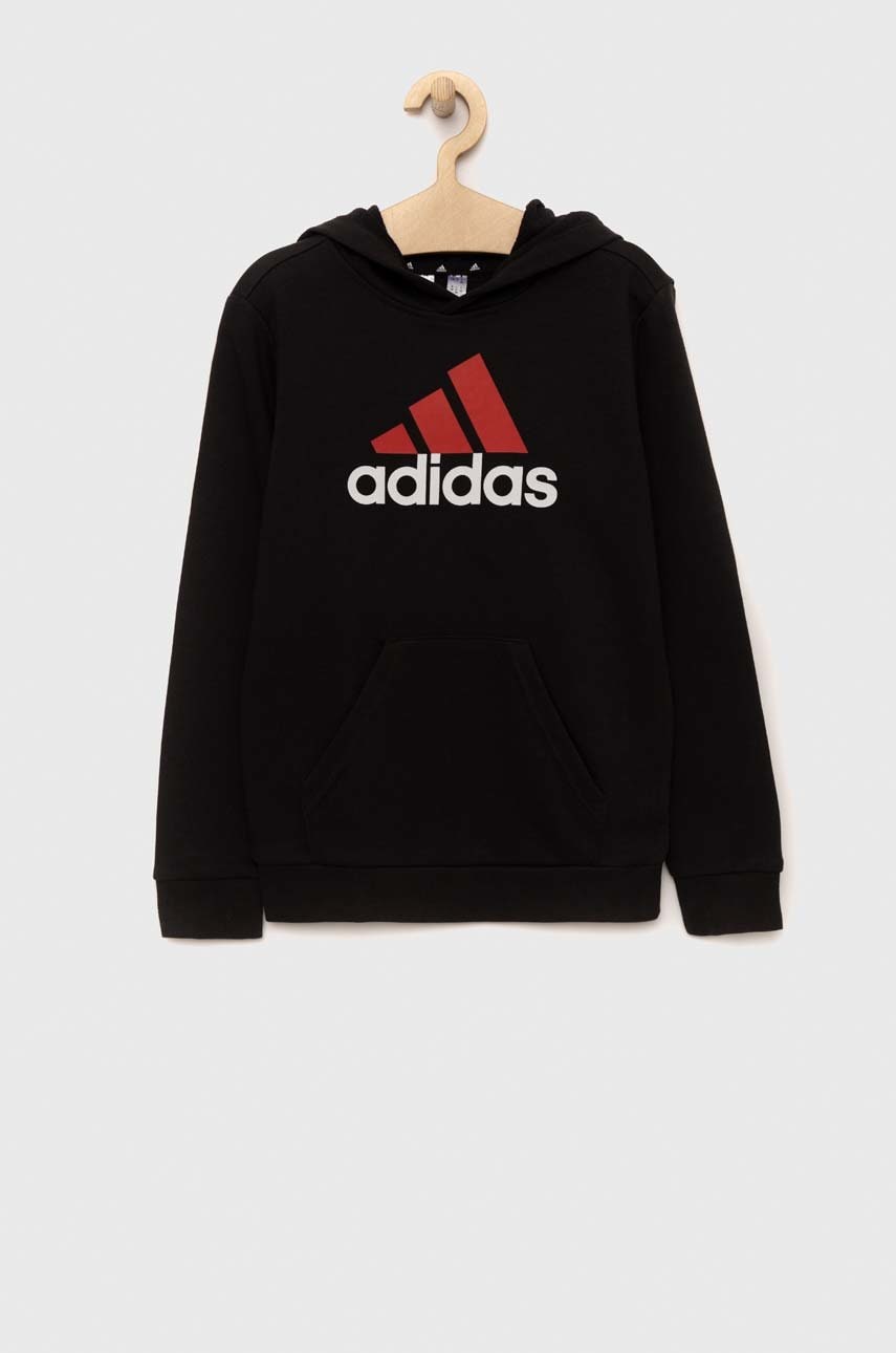 Adidas bluza copii u bl 2 hoodie culoarea negru, cu glugă, cu imprimeu
