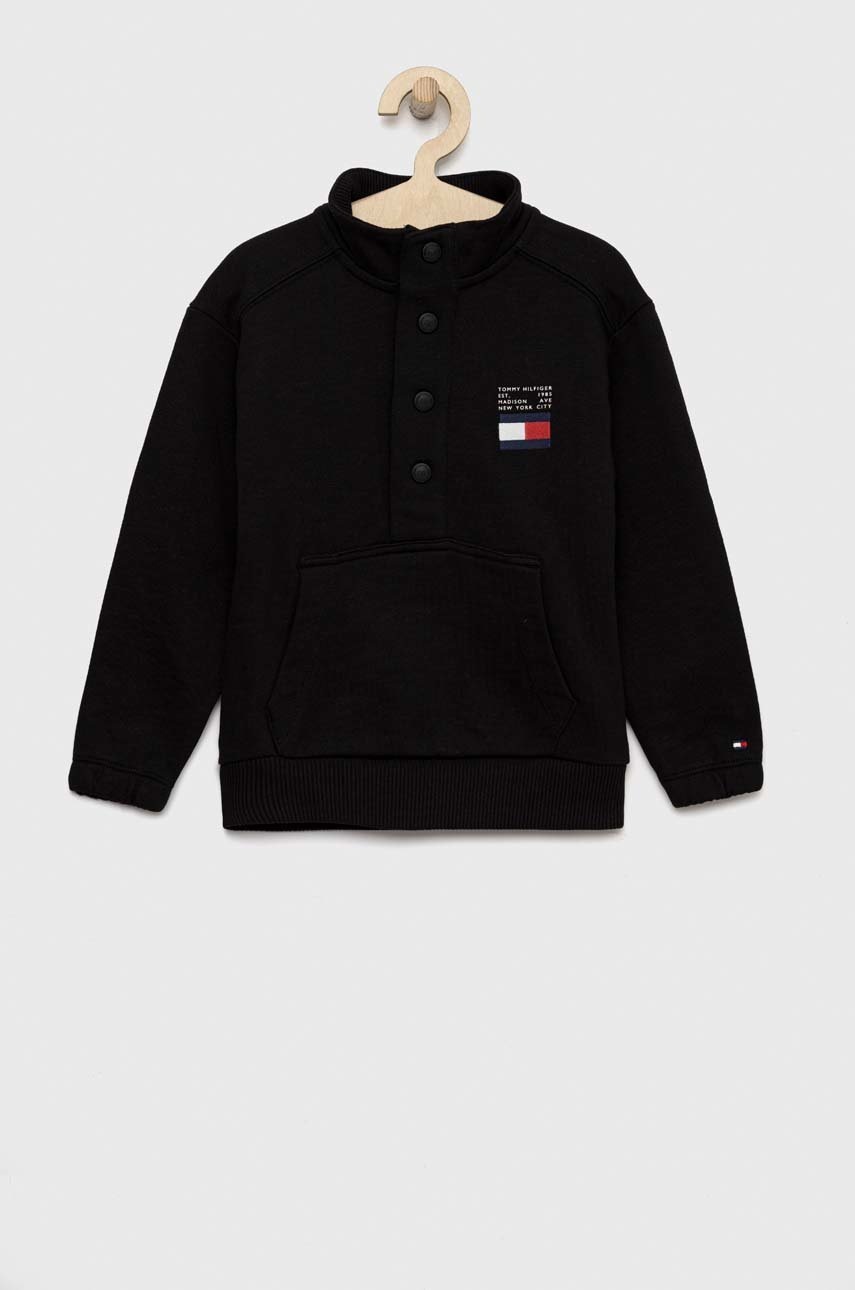 

Детская хлопковая кофта Tommy Hilfiger цвет чёрный однотонная