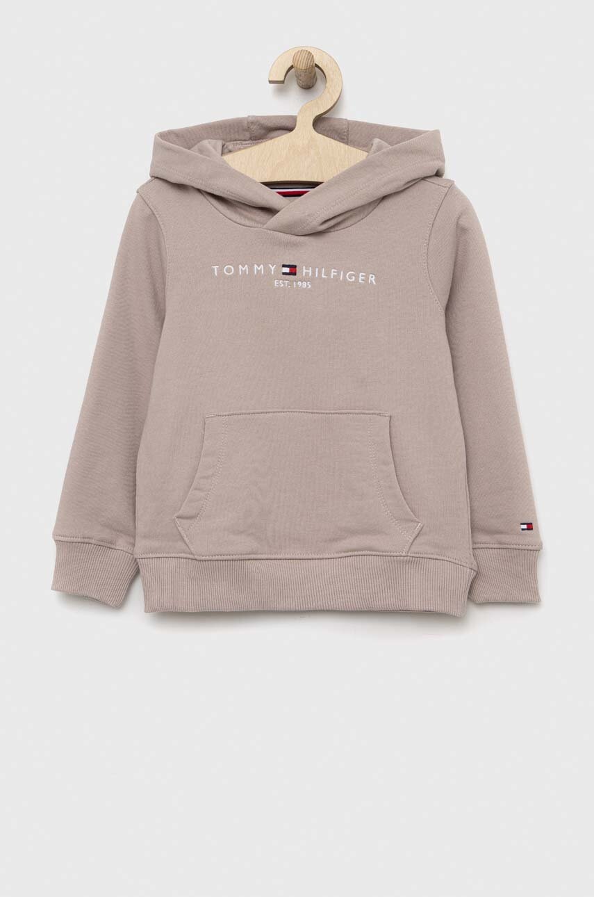 

Детская хлопковая кофта Tommy Hilfiger цвет бежевый с капюшоном с аппликацией