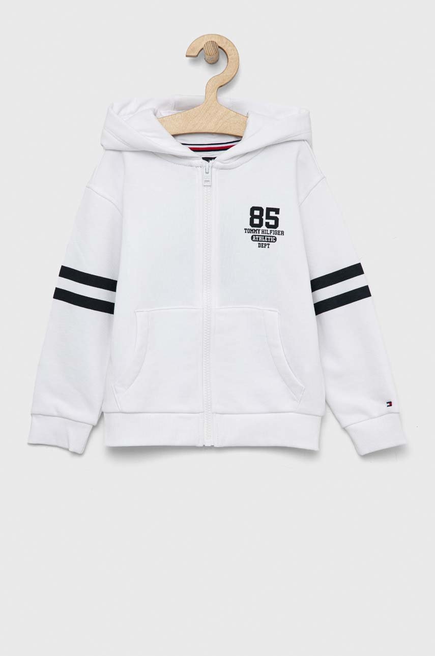 

Детская кофта Tommy Hilfiger цвет белый с капюшоном с принтом