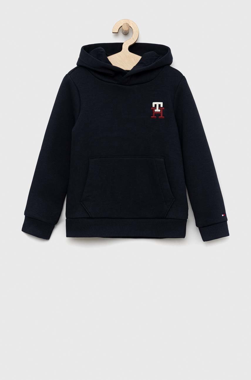 

Дитяча кофта Tommy Hilfiger колір синій з капюшоном однотонна