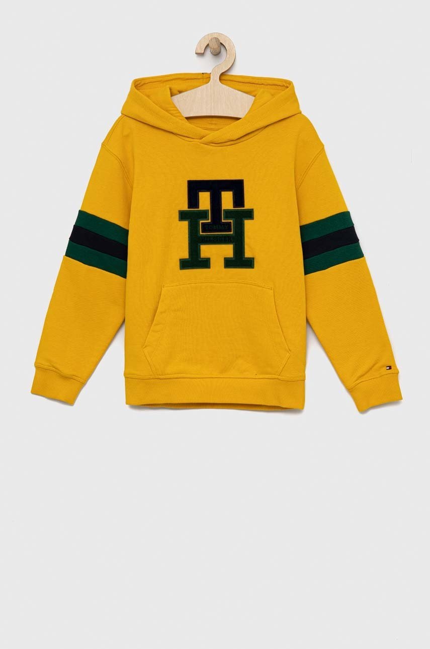 Детская кофта Tommy Hilfiger цвет жёлтый с капюшоном узор Детская кофта Tommy Hilfiger цвет жёлтый с капюшоном узор