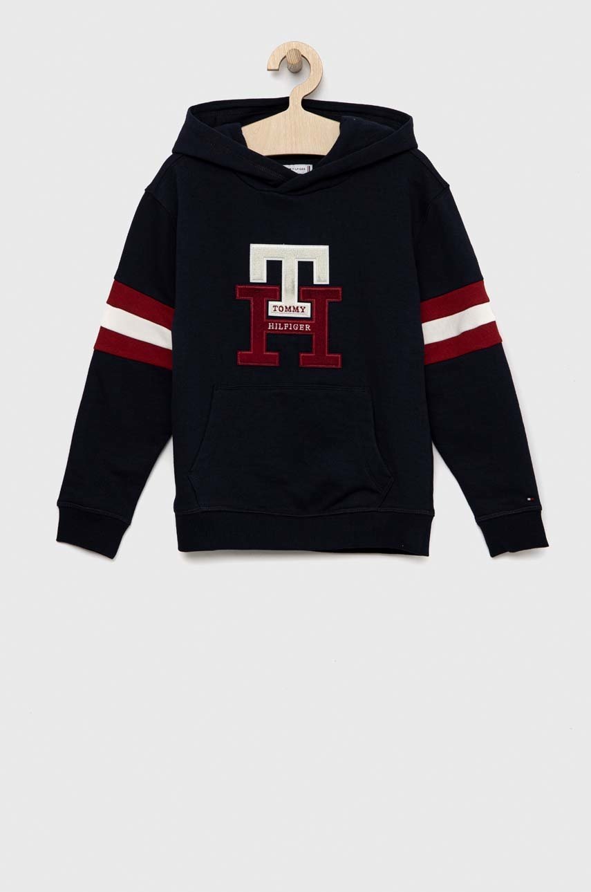 

Детская кофта Tommy Hilfiger цвет синий с капюшоном узор
