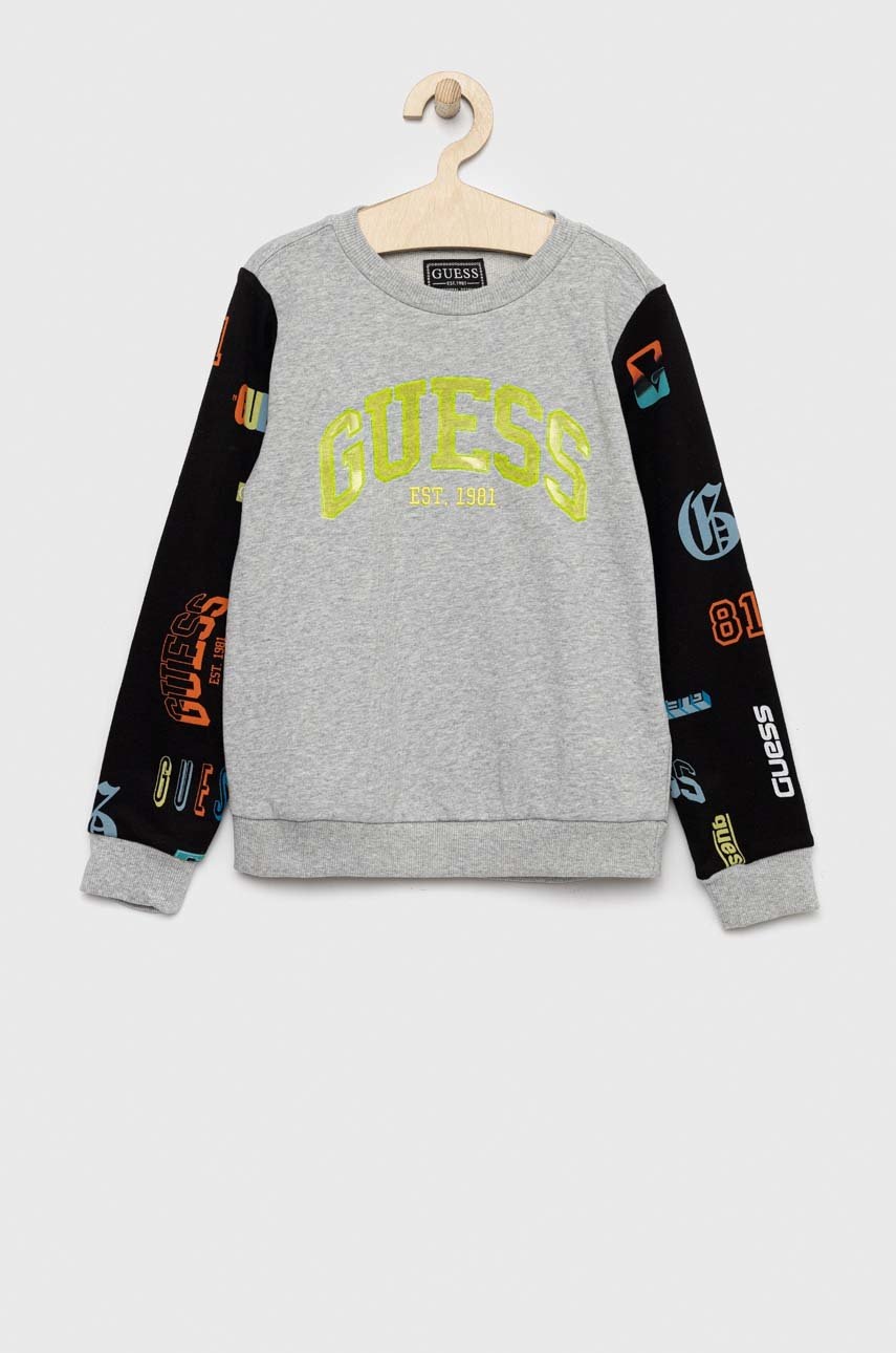 

Детская хлопковая кофта Guess цвет серый узор