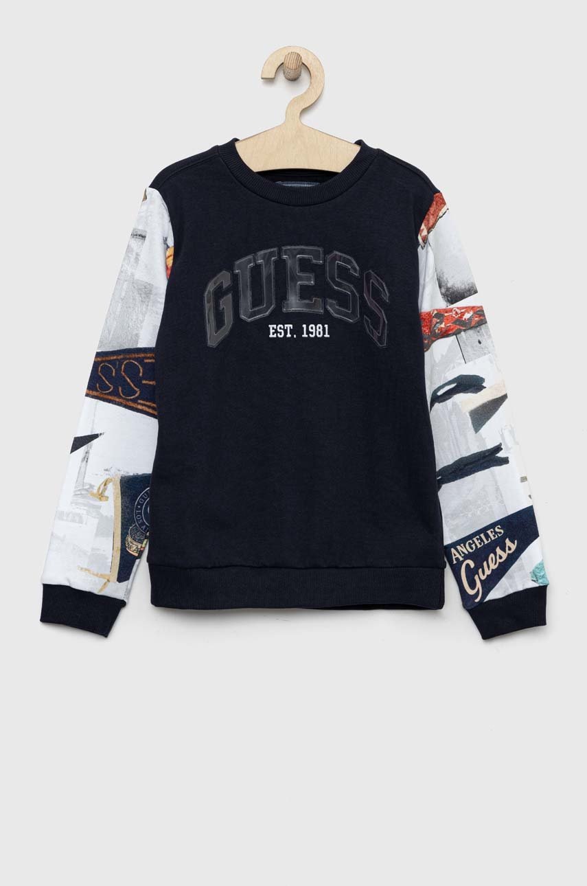 

Детская хлопковая кофта Guess цвет синий узор