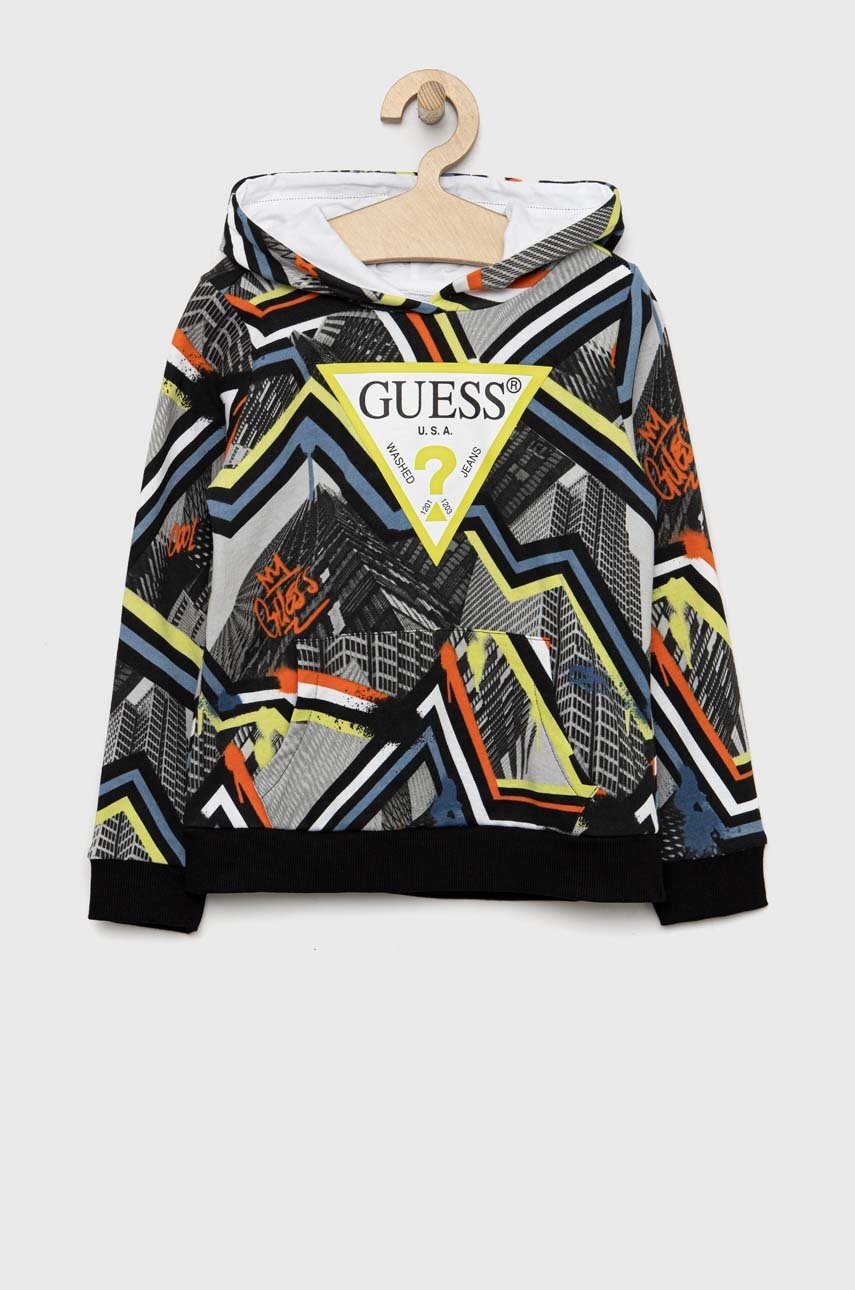 

Дитяча бавовняна кофта Guess з капюшоном візерунок