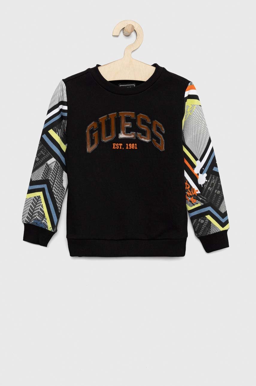 

Дитяча бавовняна кофта Guess колір чорний візерунок
