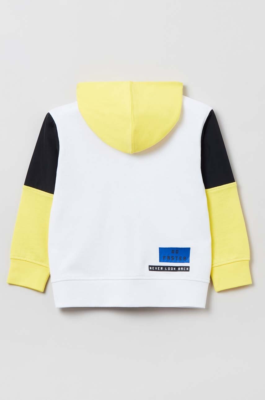 Детская хлопковая кофта OVS цвет белый с капюшоном с принтом Детская хлопковая кофта OVS цвет белый с капюшоном с принтом