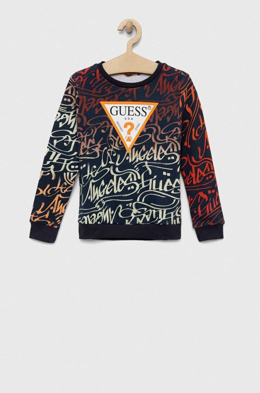 

Дитяча бавовняна кофта Guess колір синій візерунок