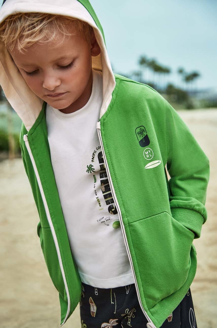 Mayoral bluza copii culoarea verde, cu glugă, cu imprimeu