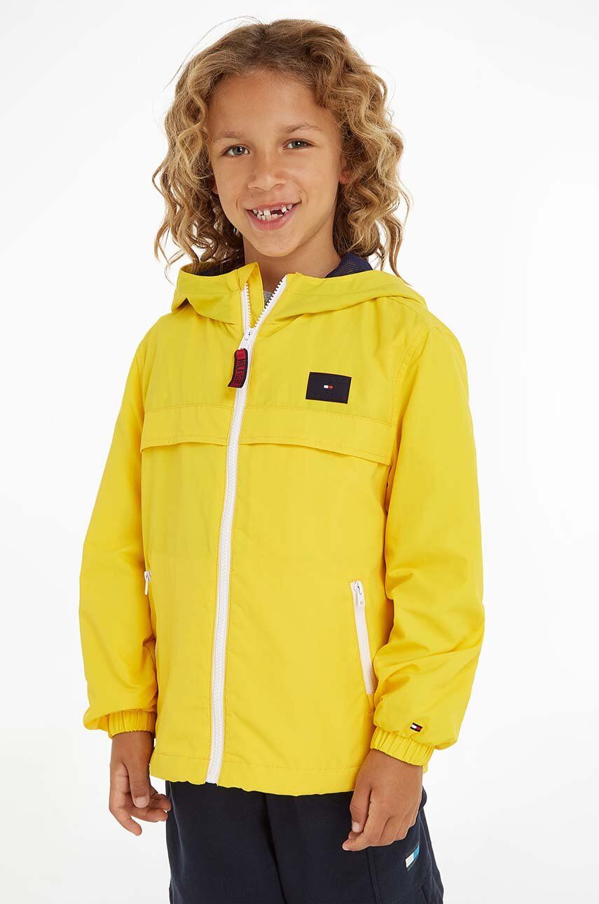 Levně Dětská bunda Tommy Hilfiger žlutá barva