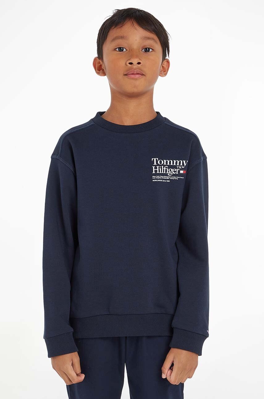 

Детски суичър Tommy Hilfiger в тъмносиньо с принт, Тъмносин