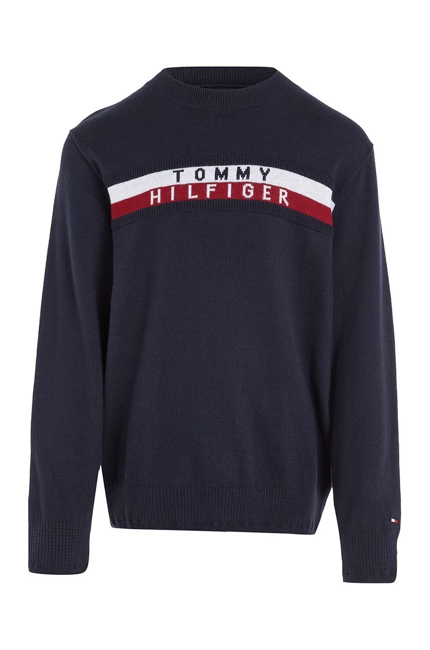 

Дитячий бавовняний светр Tommy Hilfiger колір синій легкий