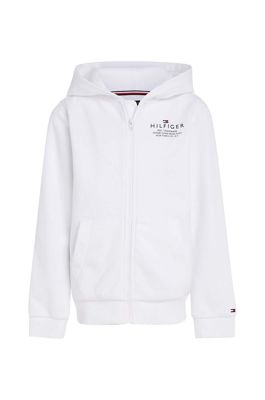 

Дитяча кофта Tommy Hilfiger колір білий з капюшоном з принтом