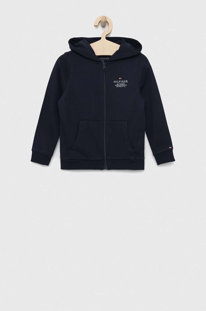 

Детская кофта Tommy Hilfiger цвет синий с капюшоном с принтом