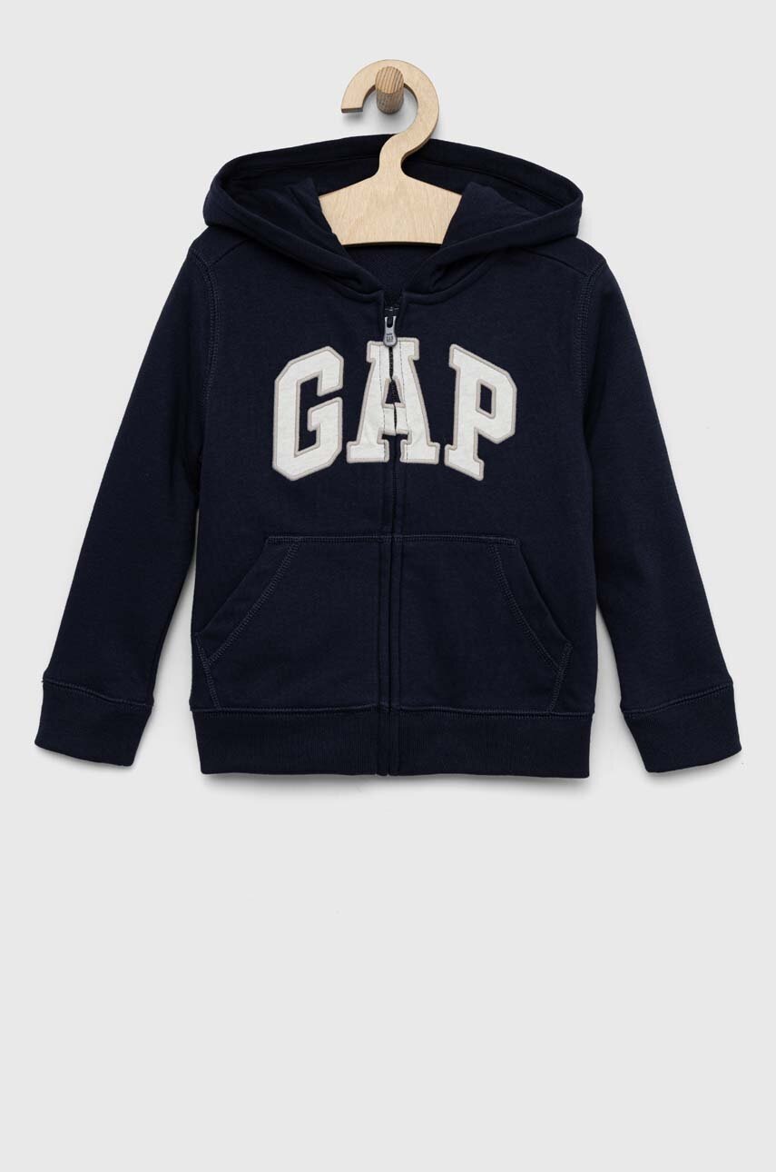 GAP bluza copii culoarea albastru marin, cu glugă, cu imprimeu