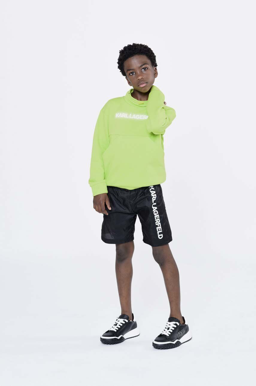 Dětská mikina Karl Lagerfeld zelená barva, s potiskem - zelená -  87 % Bavlna