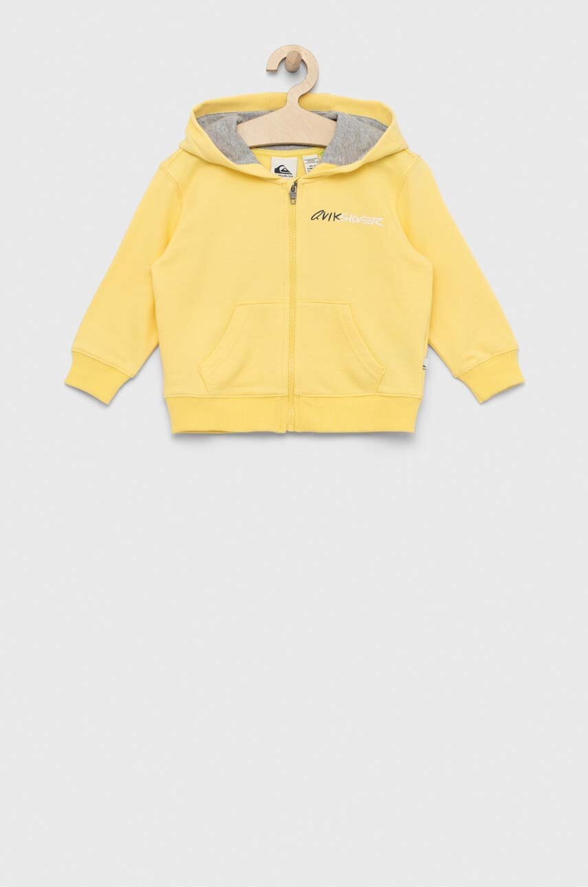 

Детски суичър Quiksilver в жълто с качулка с принт, Жълт