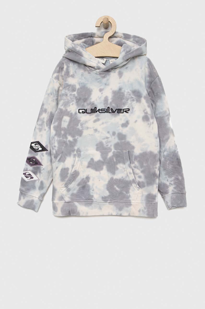 

Дитяча кофта Quiksilver колір сірий з капюшоном візерунок