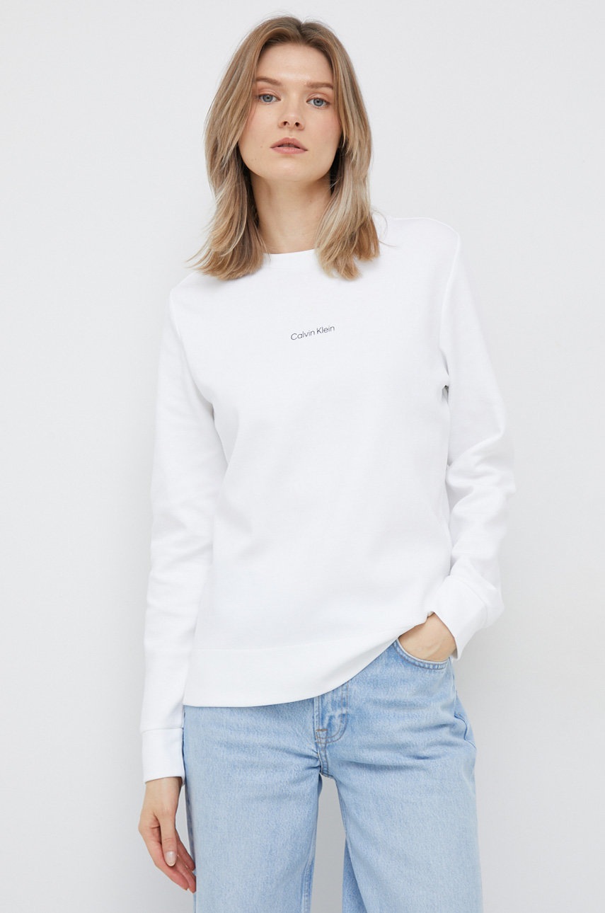 

Суичър Calvin Klein в бяло с изчистен дизайн, Бял