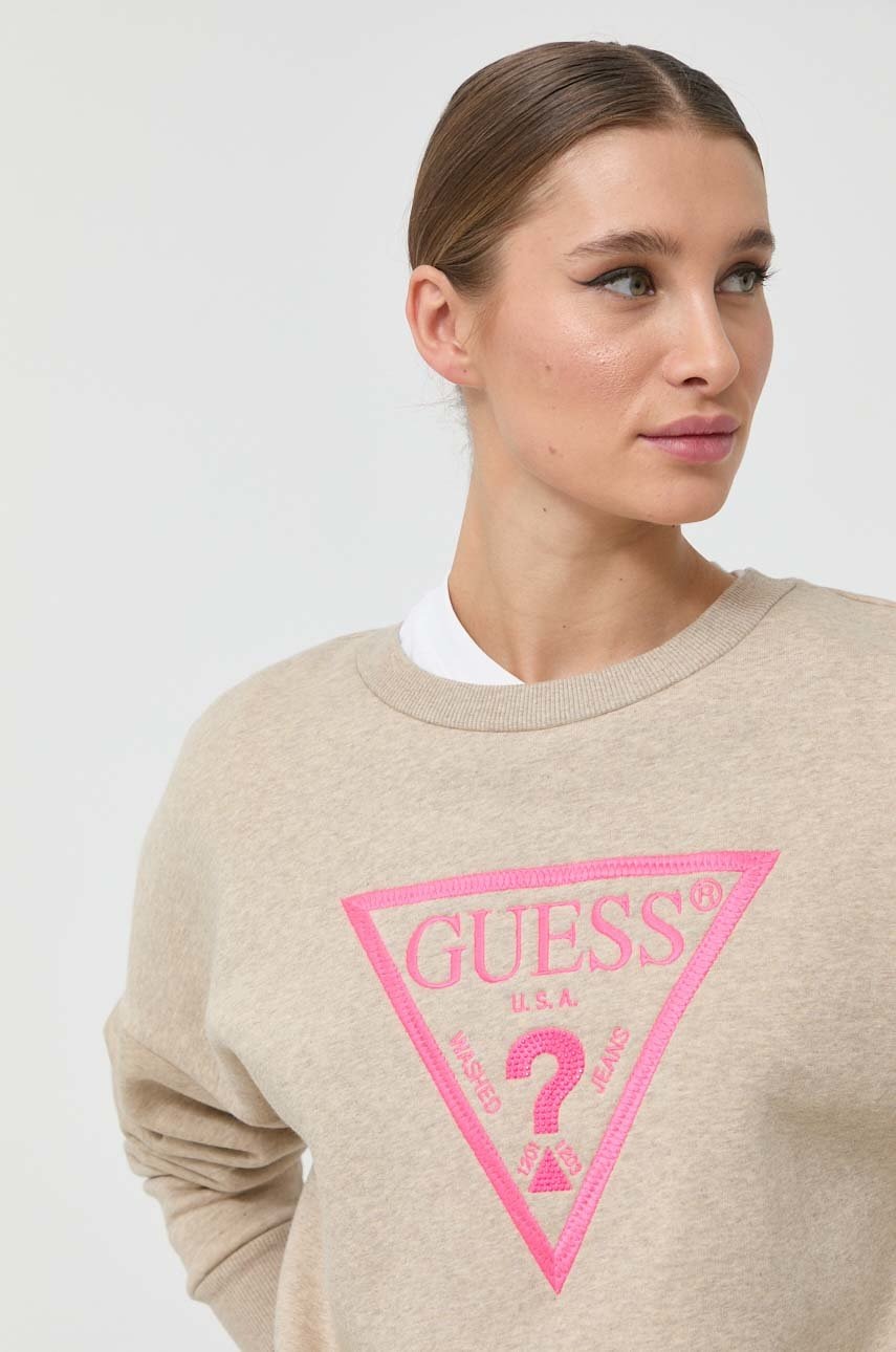 

Кофта Guess жіноча колір бежевий з аплікацією