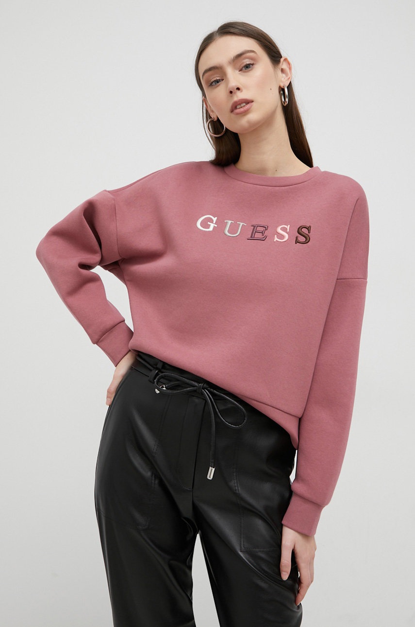 

Кофта Guess жіноча колір рожевий з аплікацією