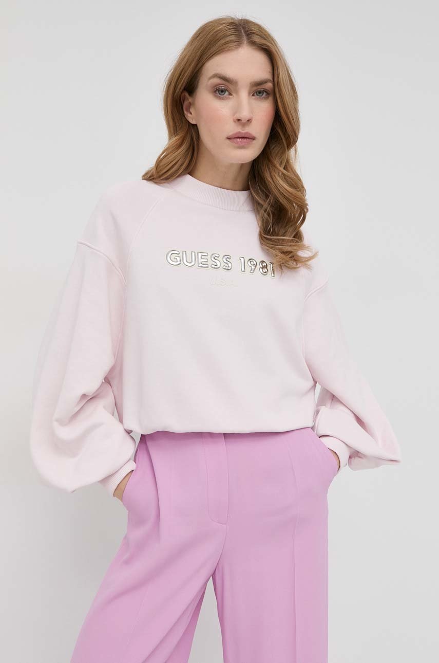 

Кофта Guess жіноча колір рожевий з аплікацією