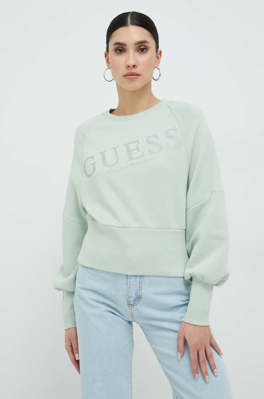 

Кофта Guess жіноча колір зелений з принтом