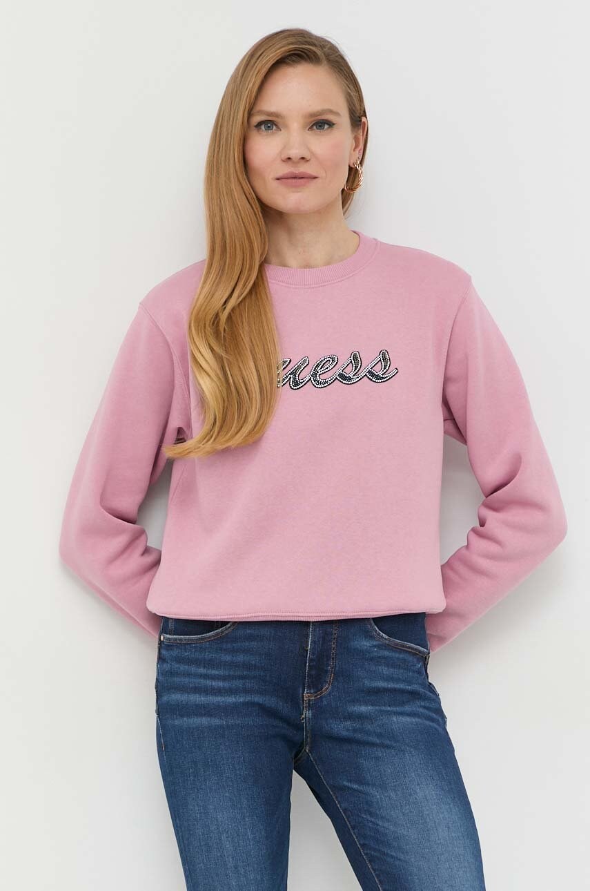 

Кофта Guess жіноча колір рожевий з аплікацією