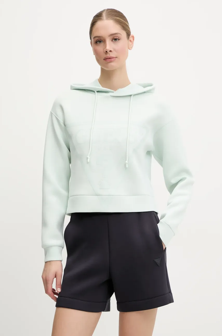 Levně Mikina Guess NEW ALISA dámská, růžová barva, s kapucí, s potiskem, V2YQ08 K7UW2