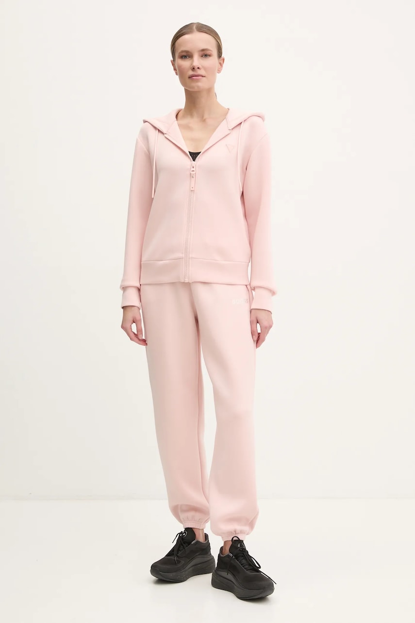 Кофта Guess ALLIE женская цвет розовый с капюшоном с принтом V3RQ11 K7UW2 Кофта Guess ALLIE женская цвет розовый с капюшоном с принтом V3RQ11 K7UW2