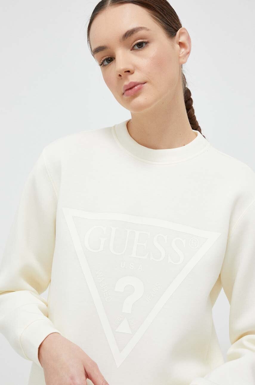 

Кофта Guess жіноча колір бежевий з принтом