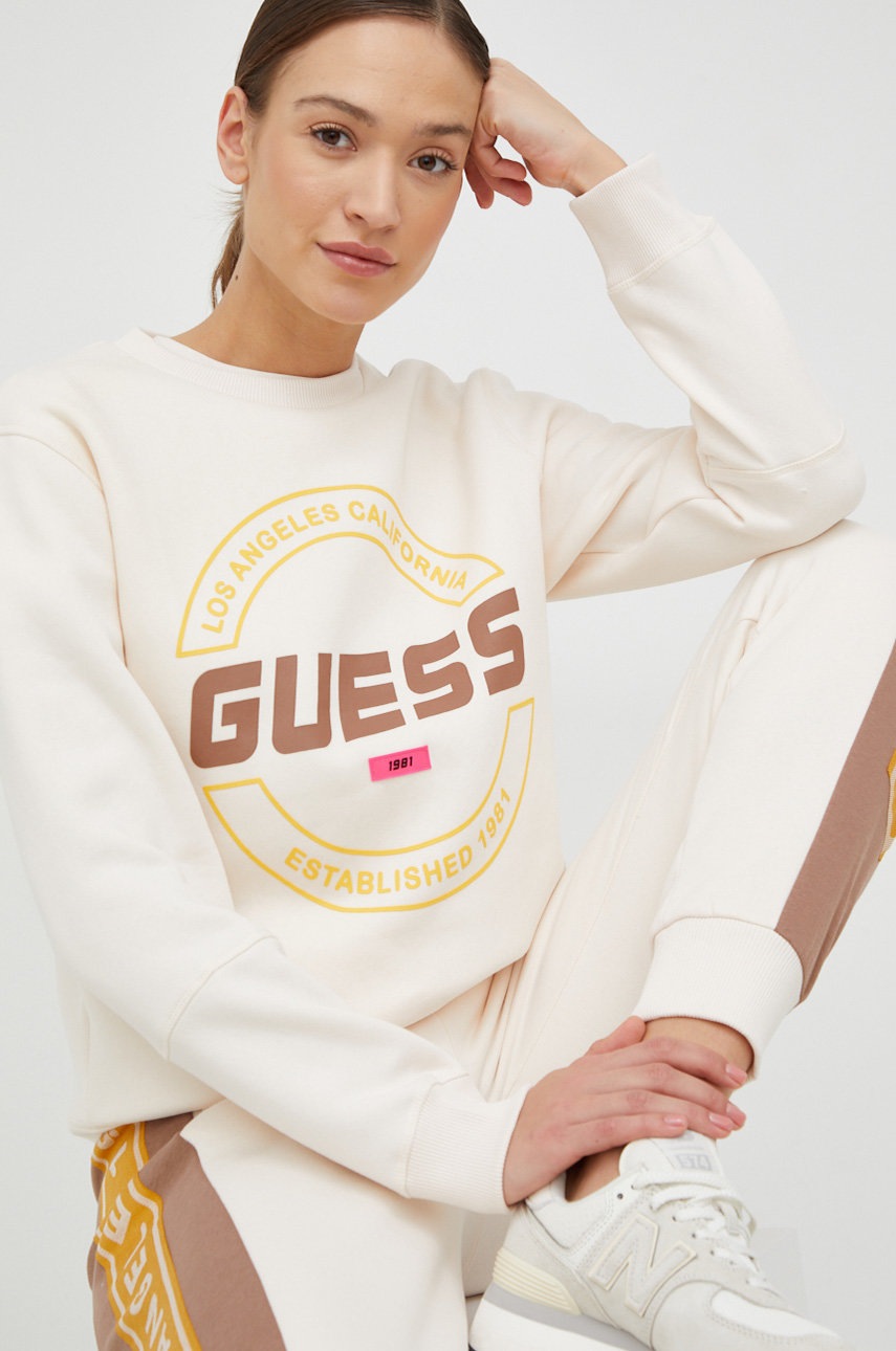 

Кофта Guess жіноча колір бежевий з принтом