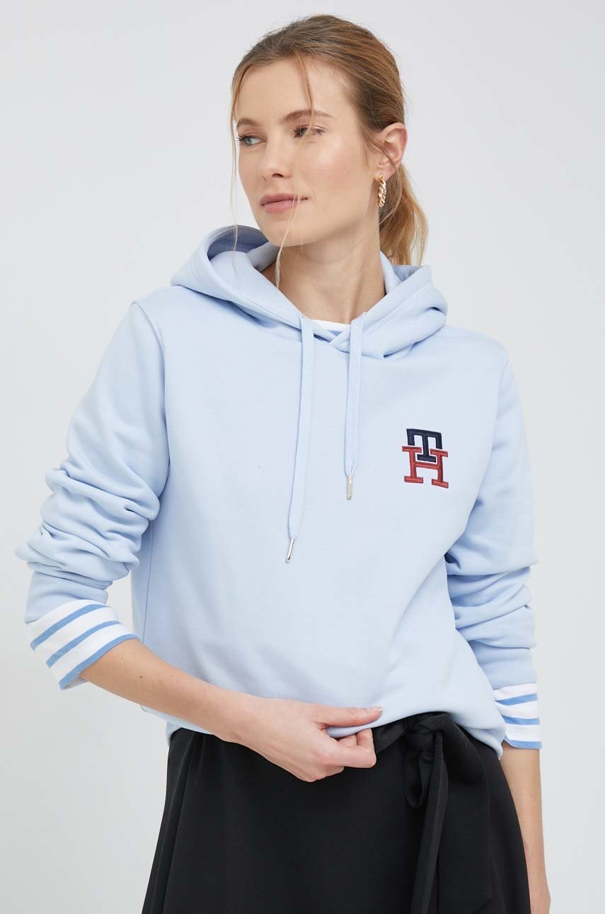 

Кофта Tommy Hilfiger жіноча з капюшоном з аплікацією