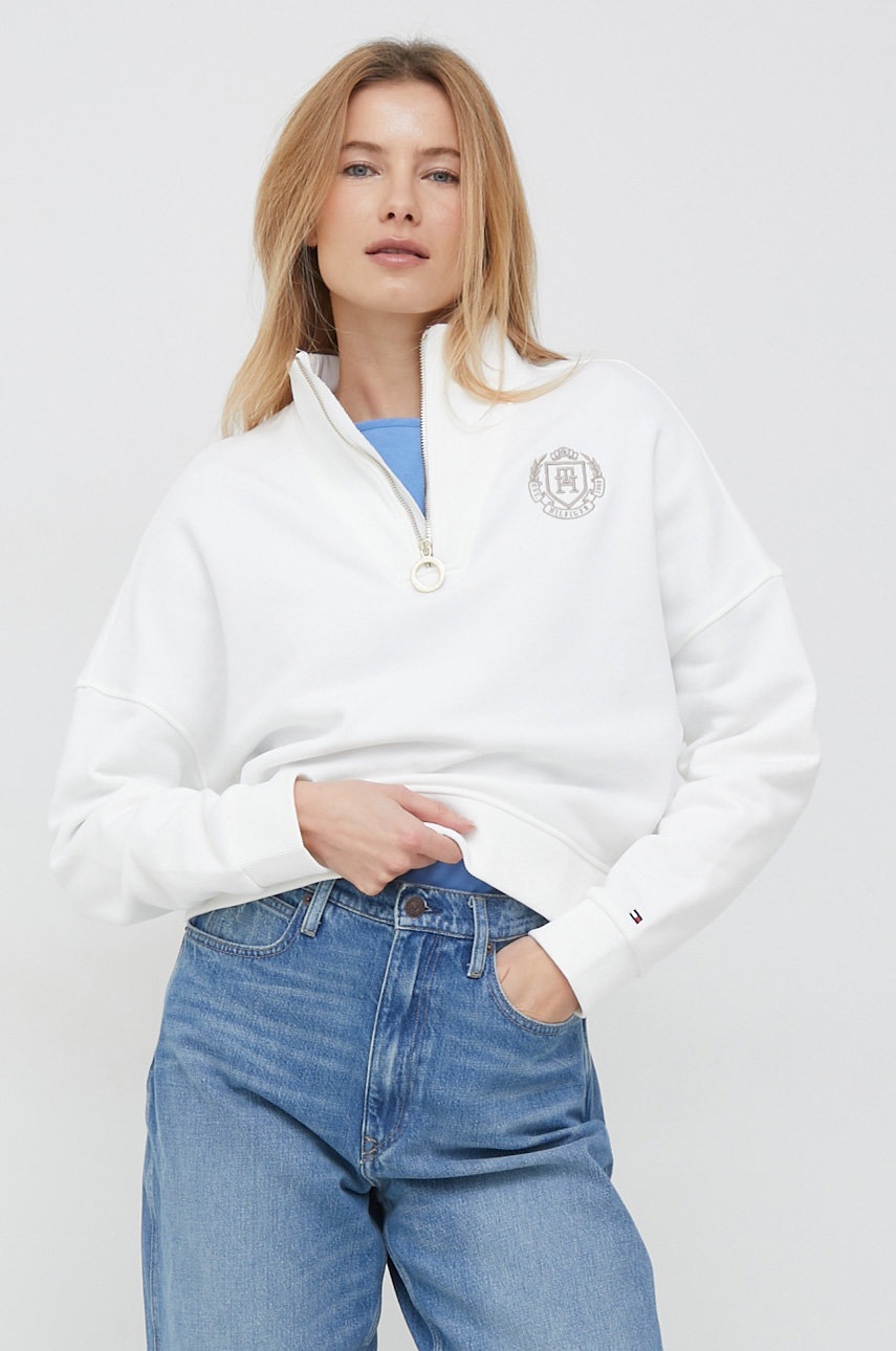 

Хлопковая кофта Tommy Hilfiger женская цвет белый с аппликацией