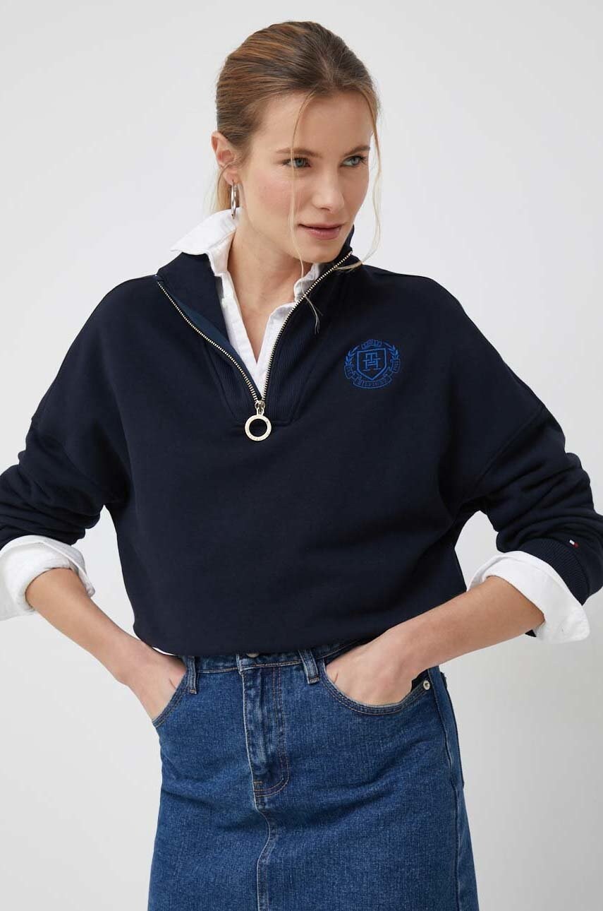 

Бавовняна кофта Tommy Hilfiger жіноча колір синій з аплікацією