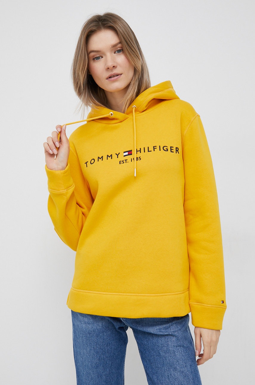 

Кофта Tommy Hilfiger жіноча колір жовтий з капюшоном з аплікацією