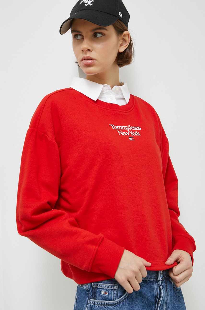 

Кофта Tommy Jeans жіноча колір червоний з принтом