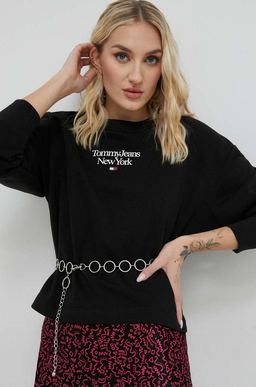 

Суичър Tommy Jeans в черно с принт, Черен
