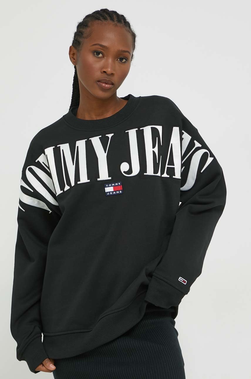 

Кофта Tommy Jeans женская цвет чёрный с аппликацией