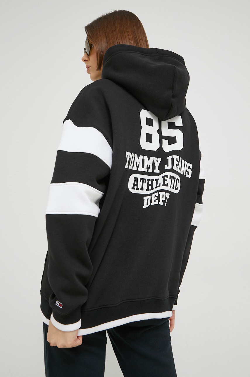 

кофта Tommy Jeans жіноча колір чорний з капюшоном візерунок