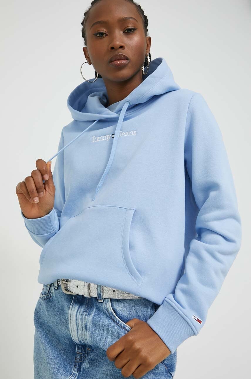 

Суичър Tommy Jeans с качулка с апликация, Син