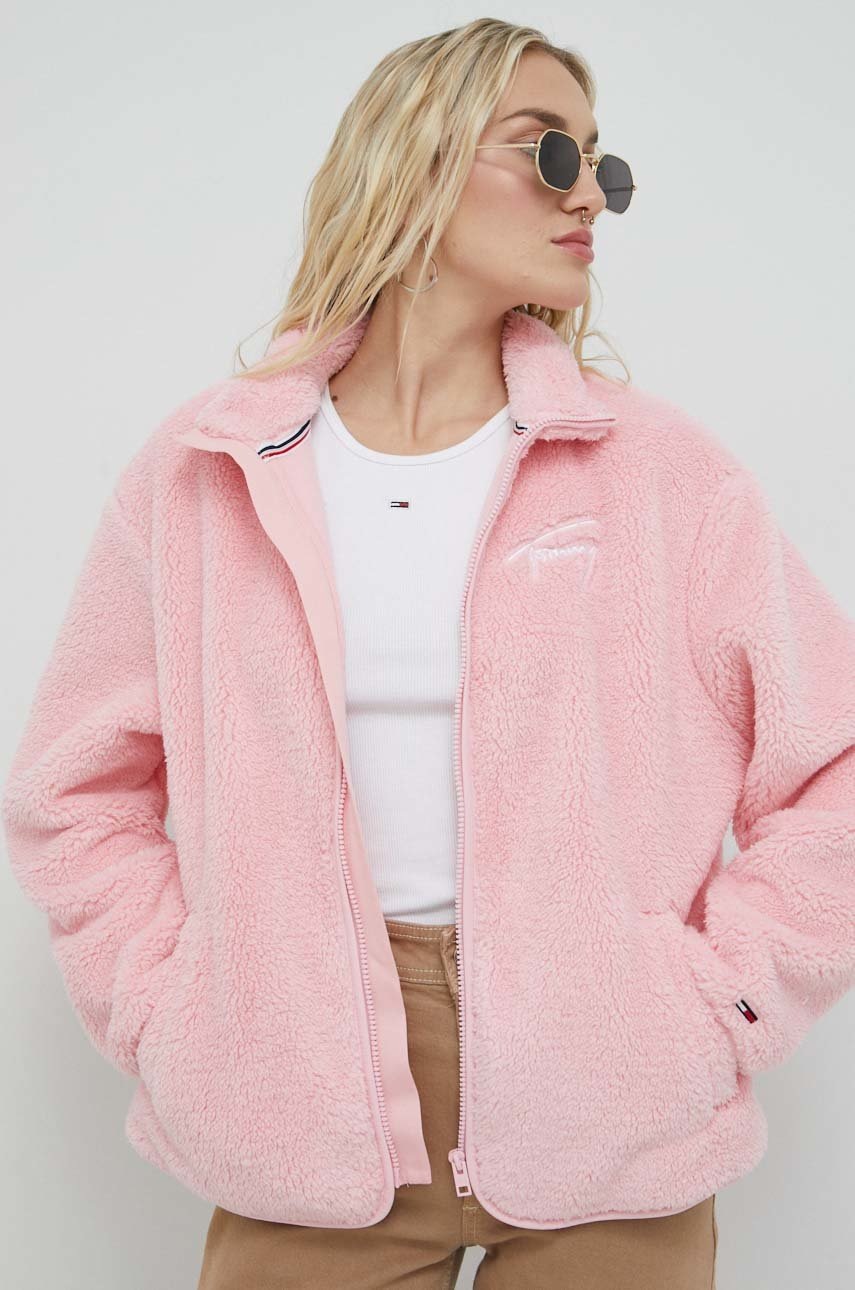 

Суичър Tommy Jeans в розово с изчистен дизайн, Розов