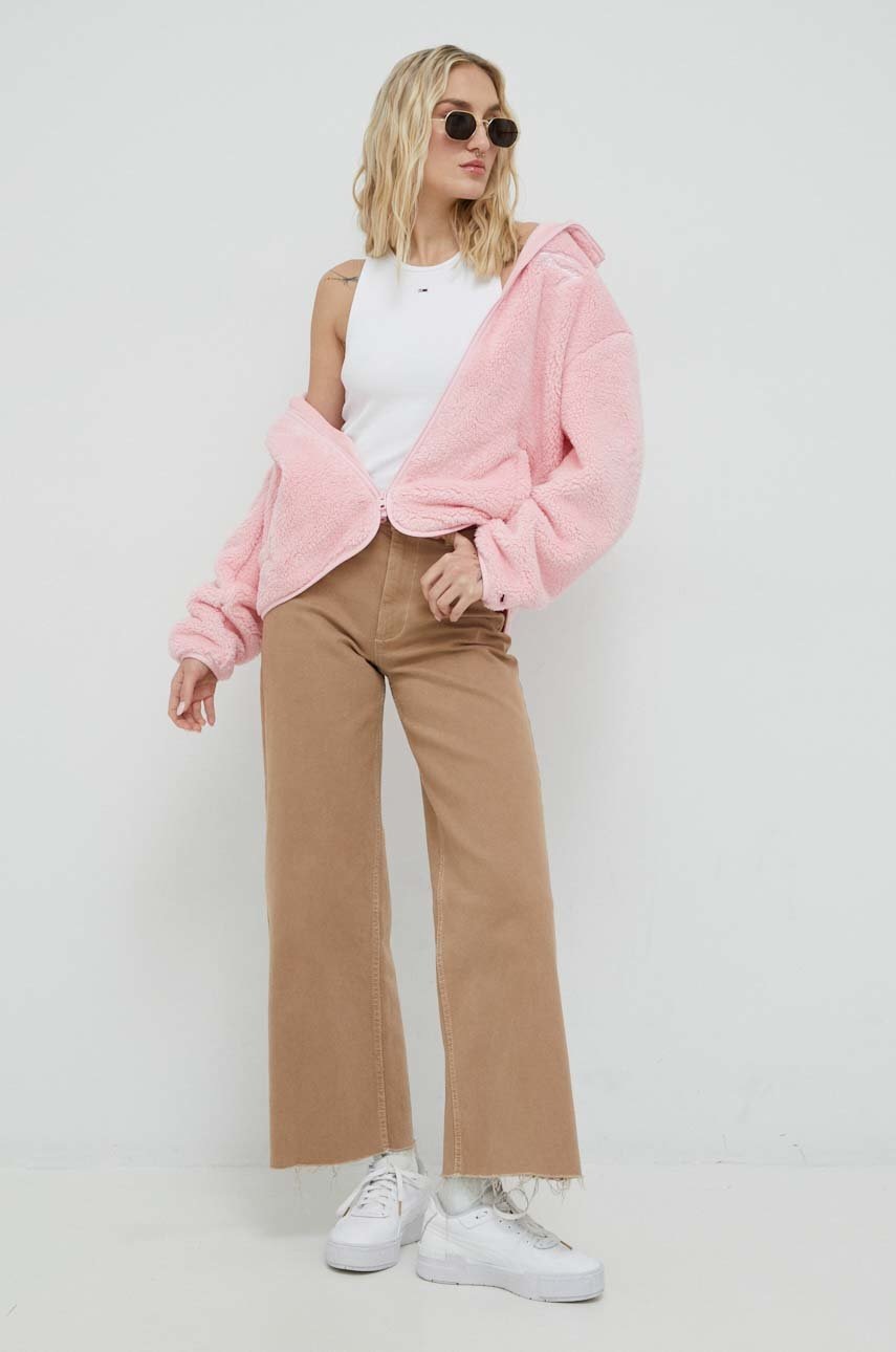 

кофта Tommy Jeans женская цвет розовый однотонная