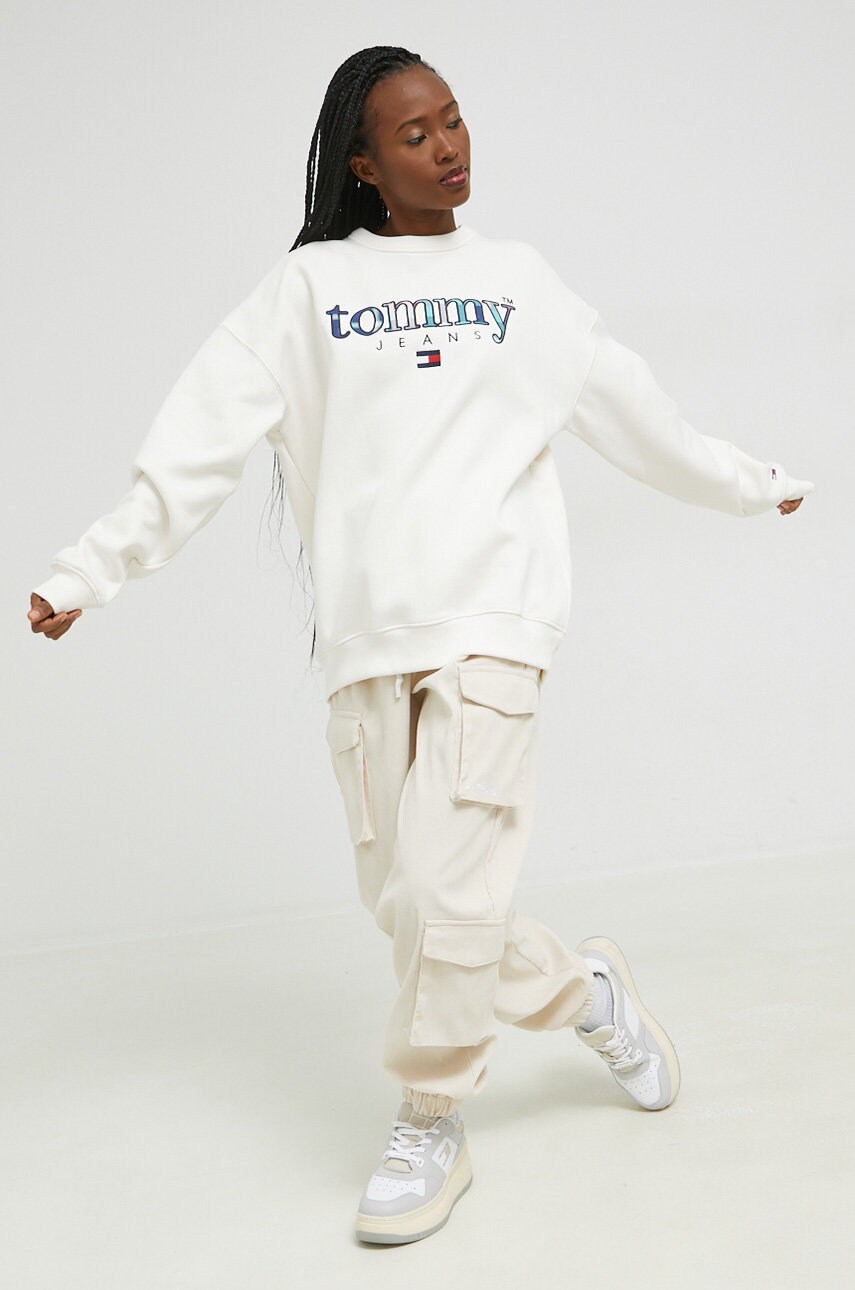 

Кофта Tommy Jeans жіноча колір бежевий з принтом