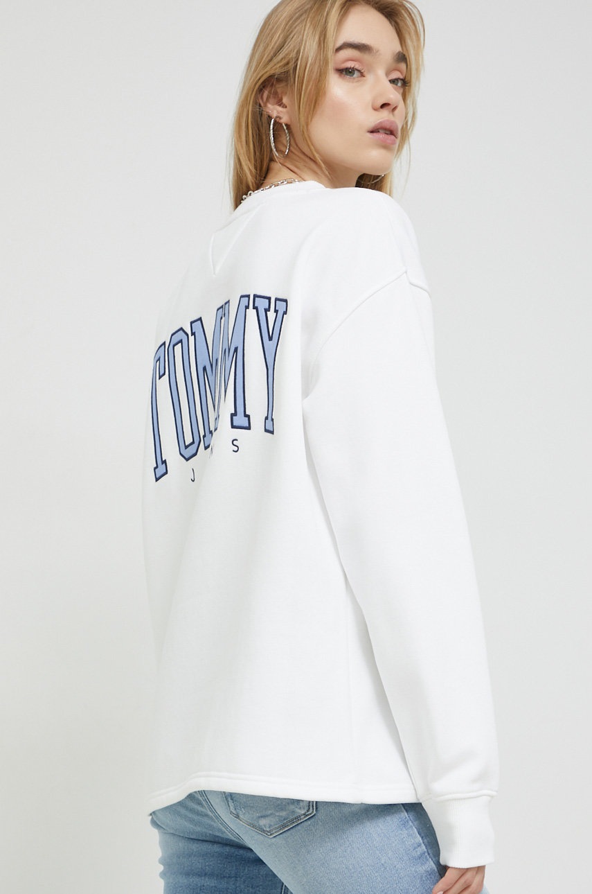 

Кофта Tommy Jeans женская цвет белый с принтом