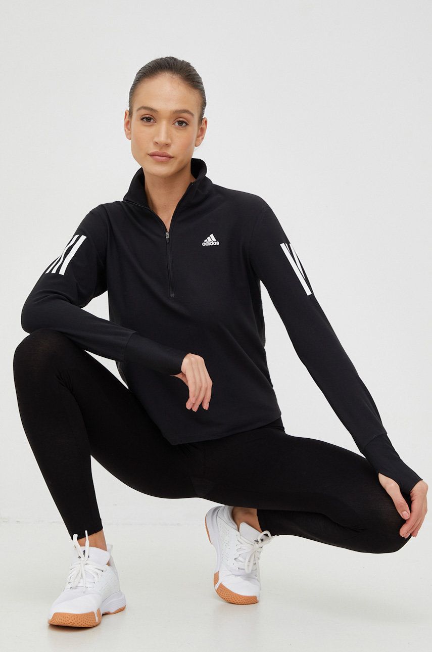 Joggingová mikina adidas Performance own the run , černá barva - černá -  Hlavní materiál: 89 %