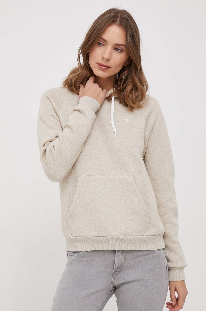 

Кофта Polo Ralph Lauren жіноча колір бежевий з капюшоном однотонна