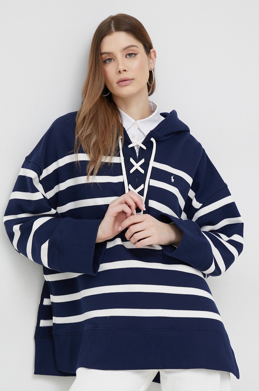

Кофта Polo Ralph Lauren жіноча колір синій з капюшоном візерунок